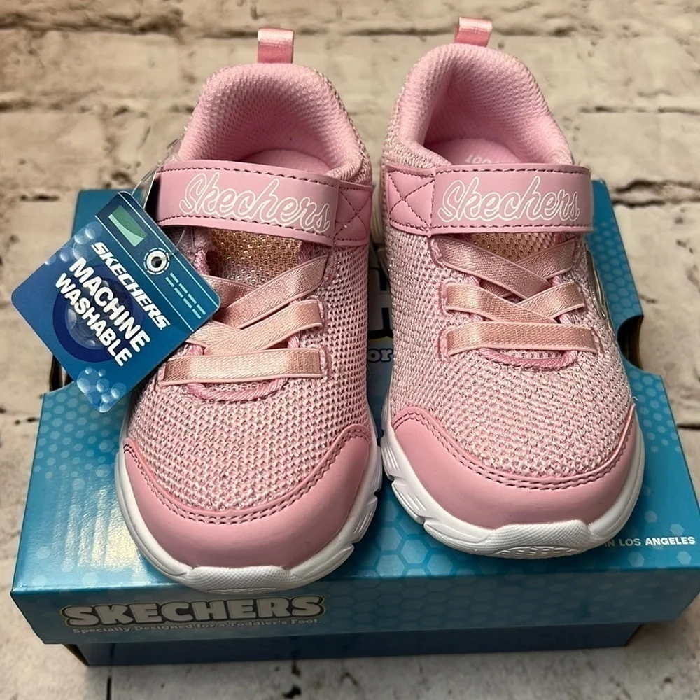Sketchers Kids Sneakers Comfy Flex - Moving On Pink Sz 7